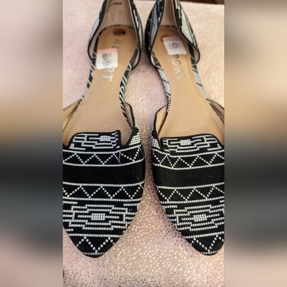 Report Jezzica Black and White Print D'Orsay Pointed Flats size 10 - Picture 5 of 8